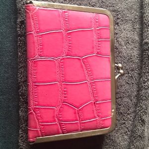Pink patten leather wallet.